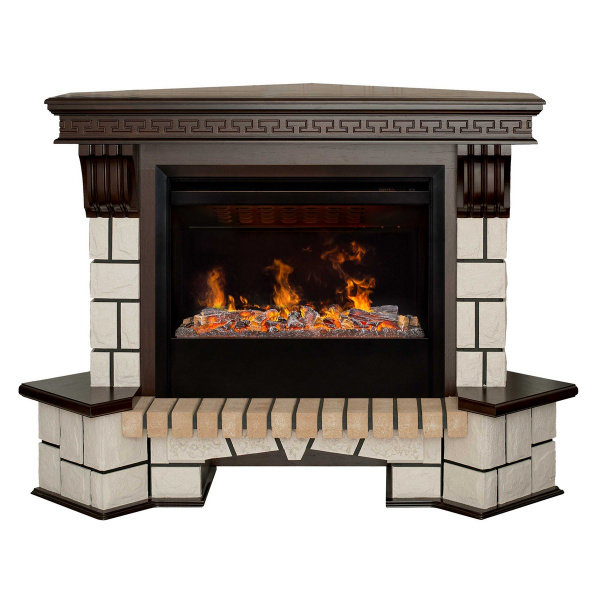 Электрокамин RealFlame Stone Coner AO античный дуб с очагом 3D Helios 26 SBG