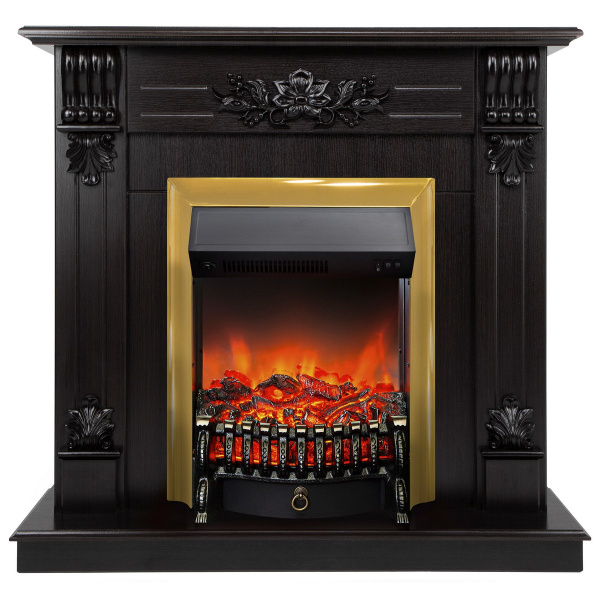Электрокамин RealFlame Ottawa DN венге премиум с очагом Fobos Lux Brass