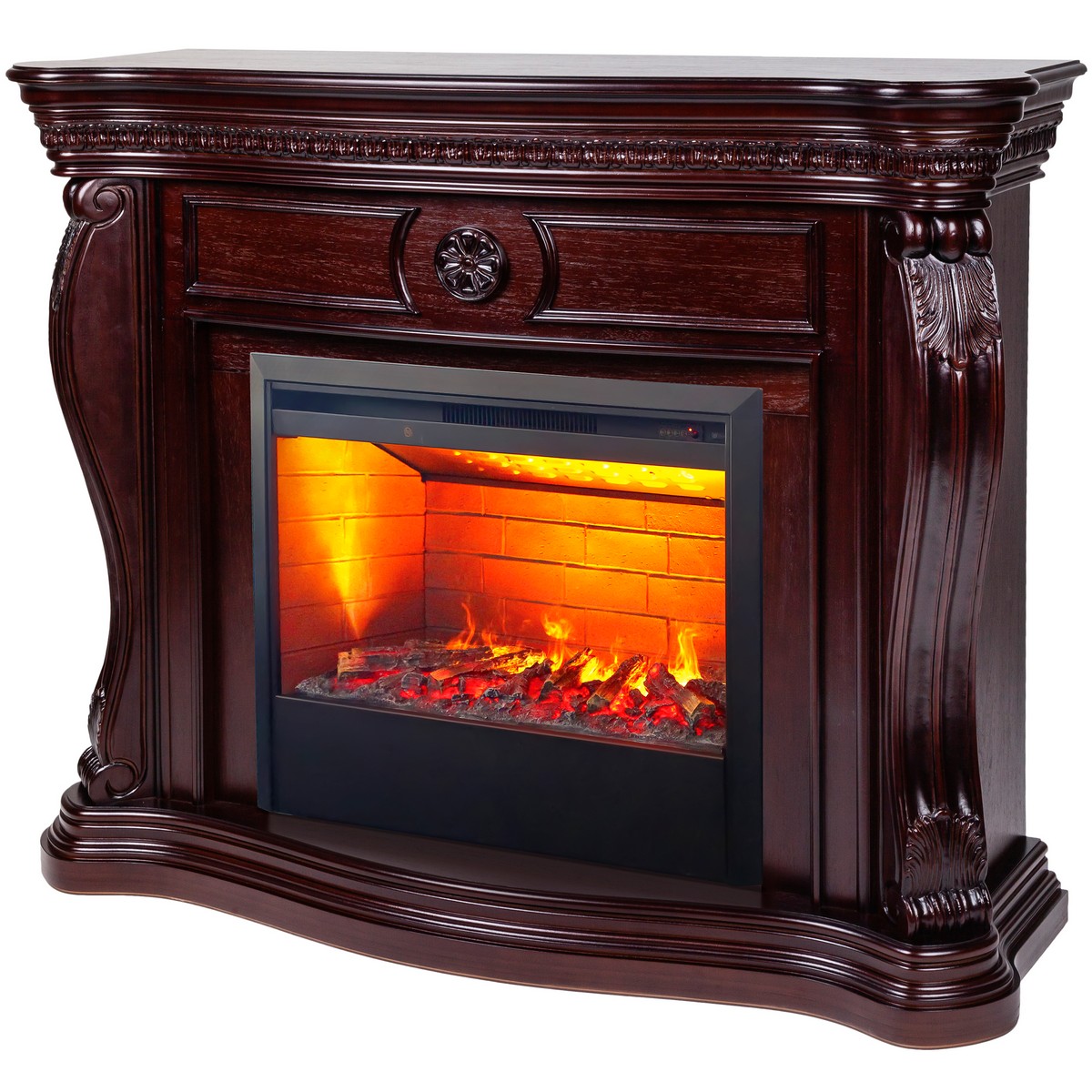 Электрокамин RealFlame Barcelona 33 AO античный дуб с очагом 3D Helios 26