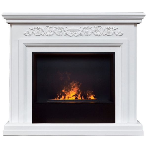 Электрокамин RealFlame Leticia 26 WT белый с очагом 3D Cassette 630 Black Panel
