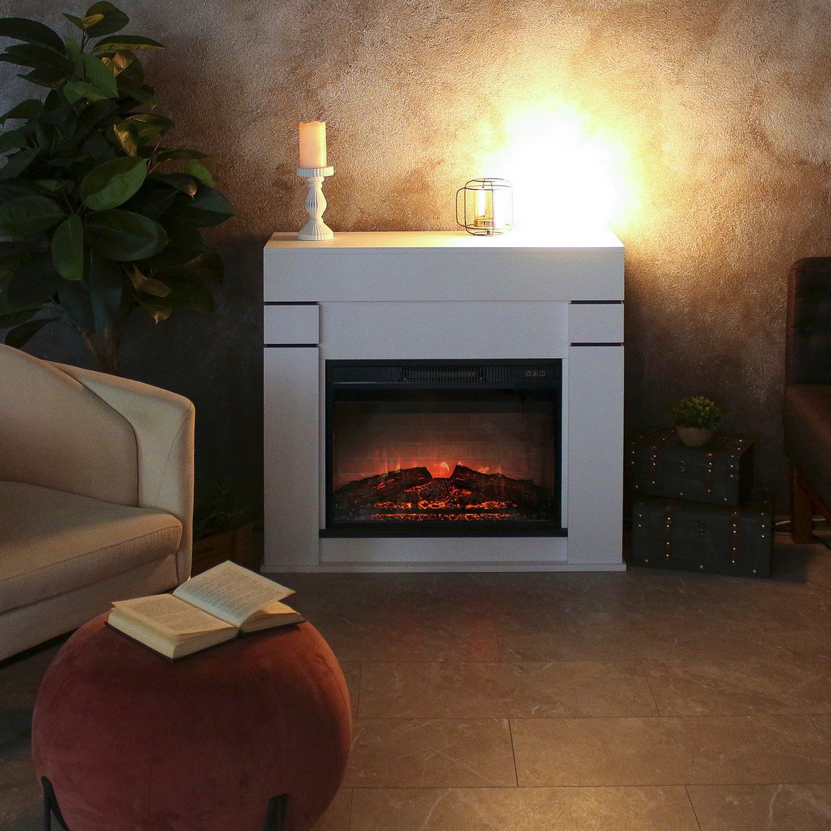 Электрокамин RealFlame Alta 24 WT белый c очагом Irvine 24