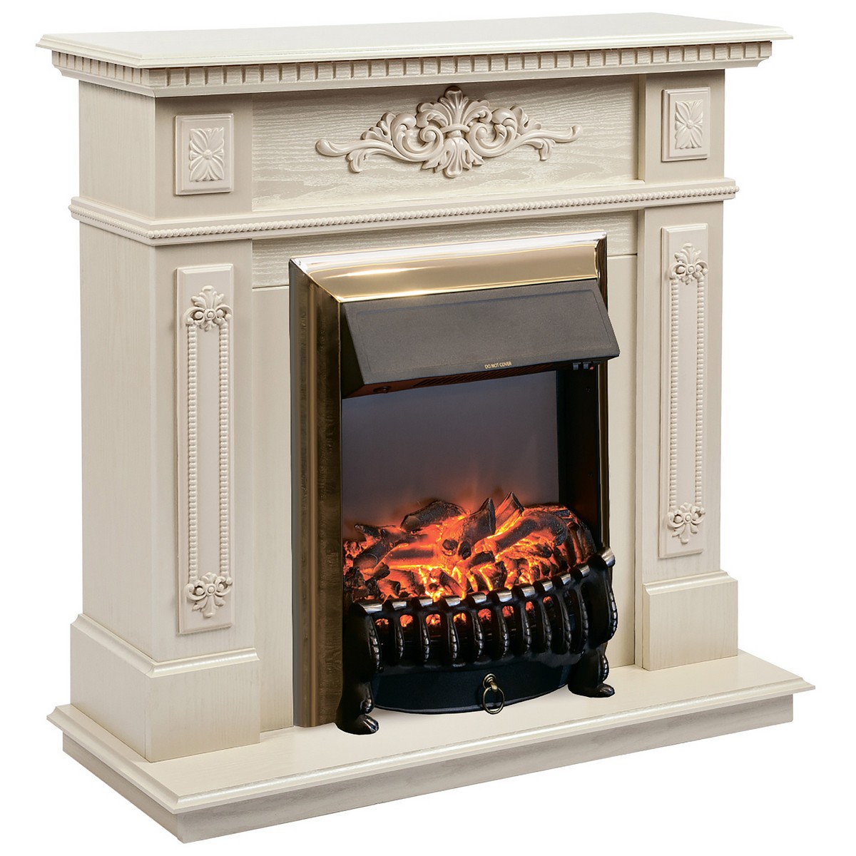 Электрокамин RealFlame Lilian WT жемчуг с очагом Fobos Lux Brass
