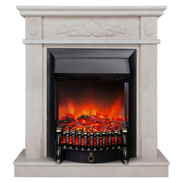 Электрокамин RealFlame Adelaida WT белый камень с очагом Fobos Lux Black