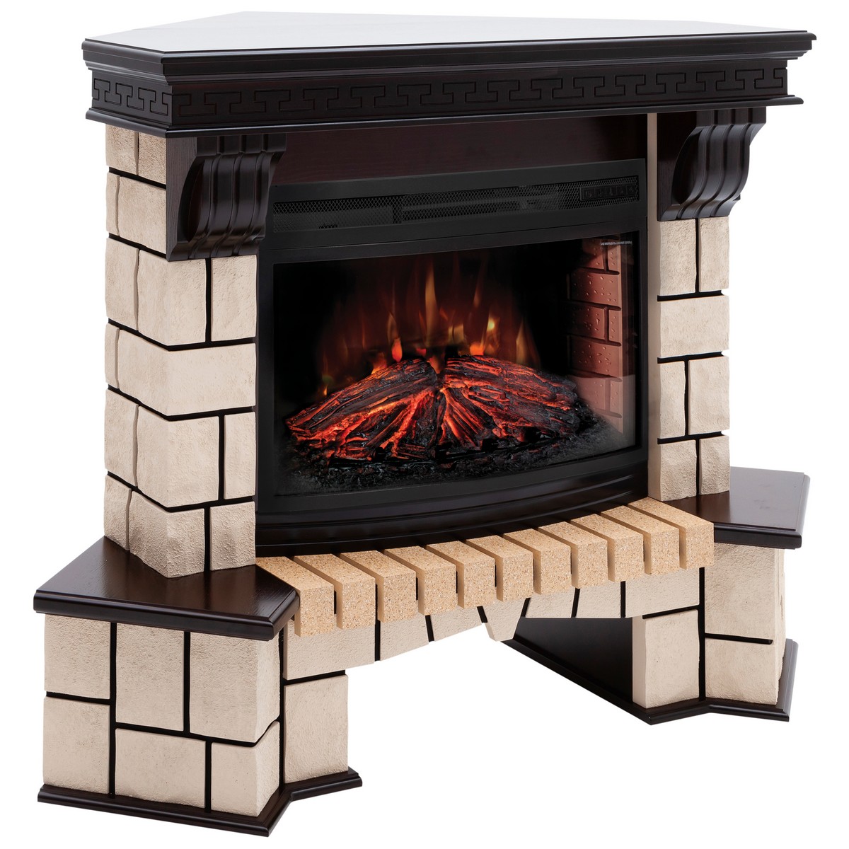 Электрокамин RealFlame Stone Coner AO античный дуб с очагом Firefield 25 S IR