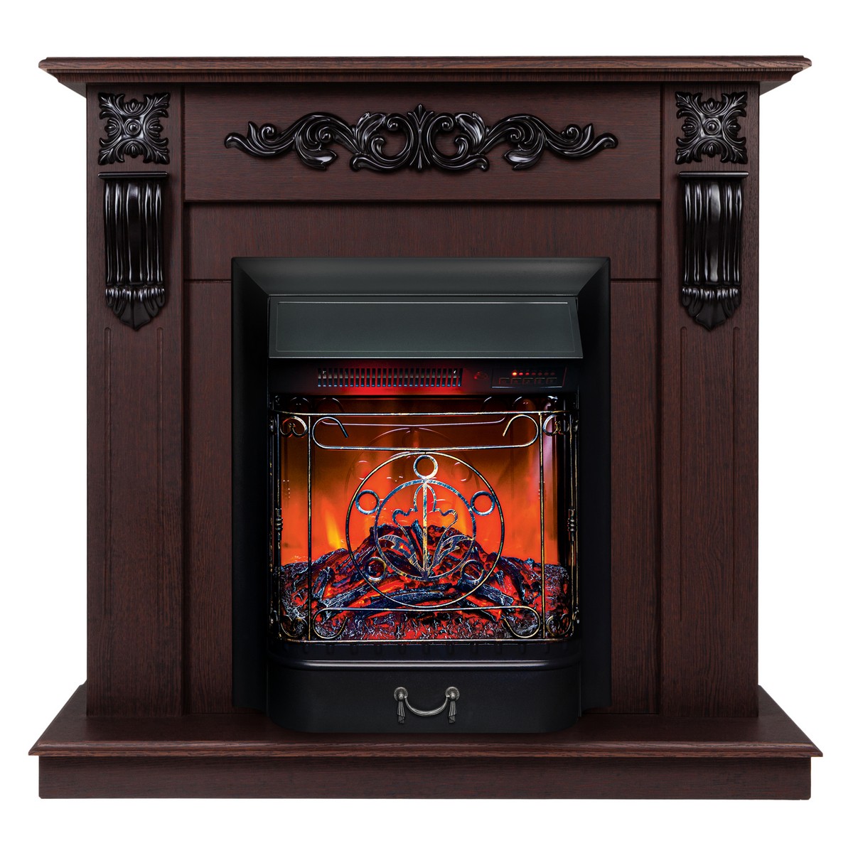 Электрокамин RealFlame Dominica DN орех с очагом Majestic Lux Black RC
