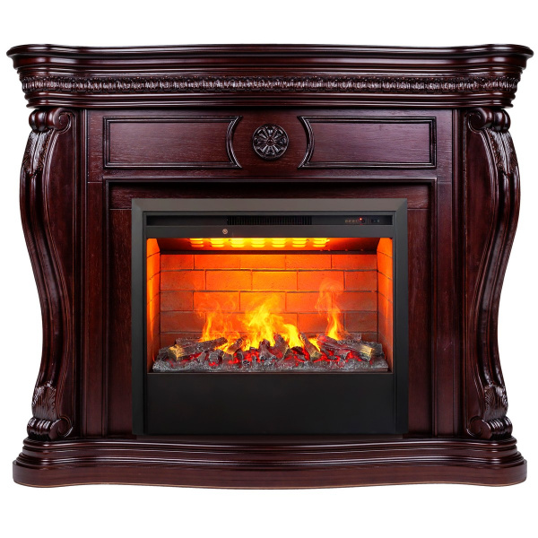 Электрокамин RealFlame Barcelona 33 AO античный дуб с очагом 3D Helios 26