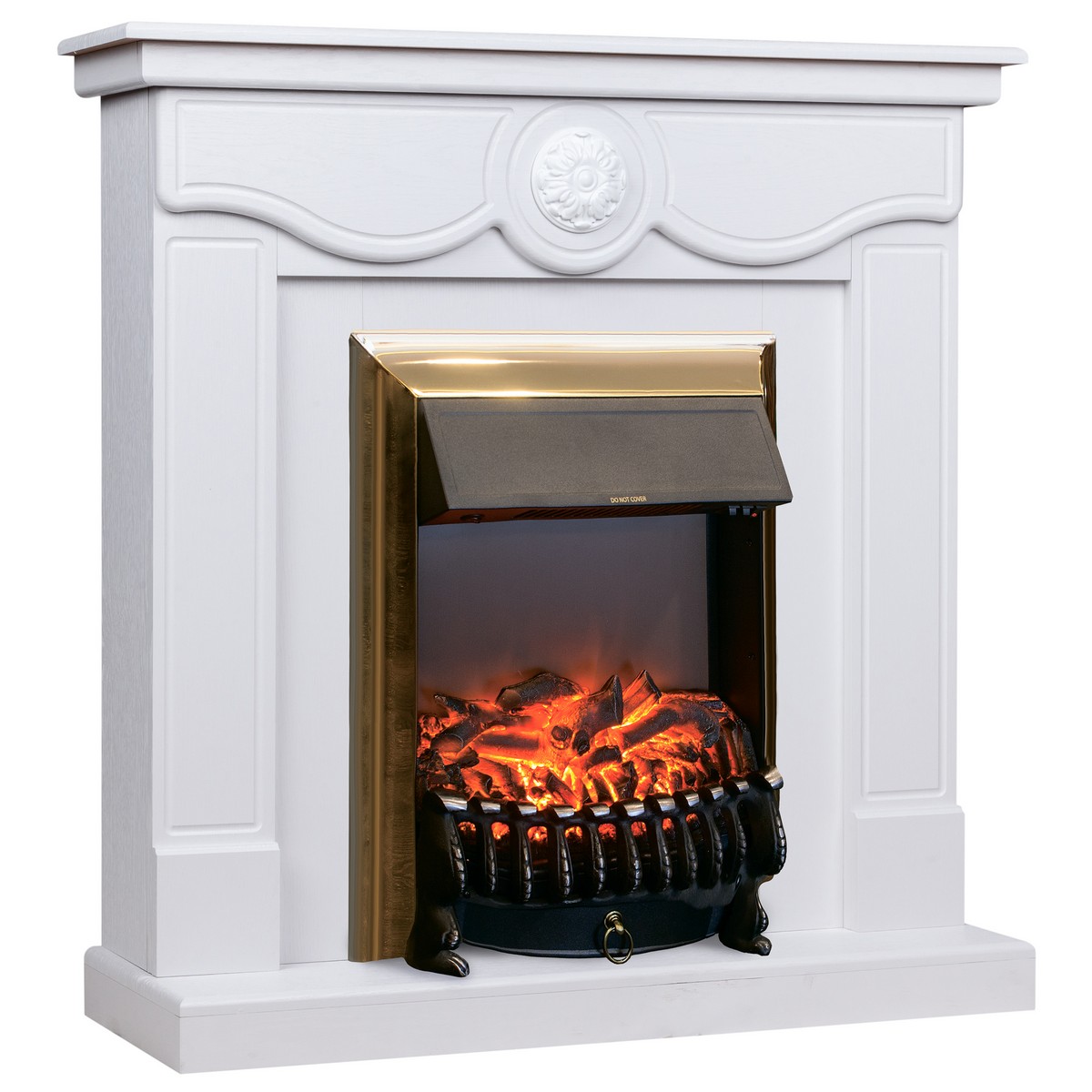 Электрокамин RealFlame Aurora WT айвори с очагом Fobos Lux Brass